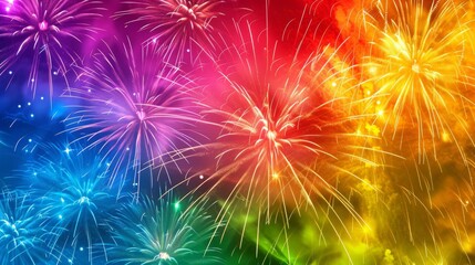 Colorful fireworks display lighting up the sky during pride month