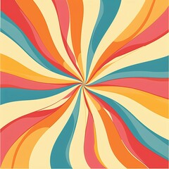 Retro seventies stripes sunrays vector background design
