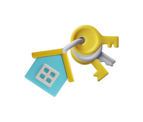 3D house icon secured with keys vector illustration