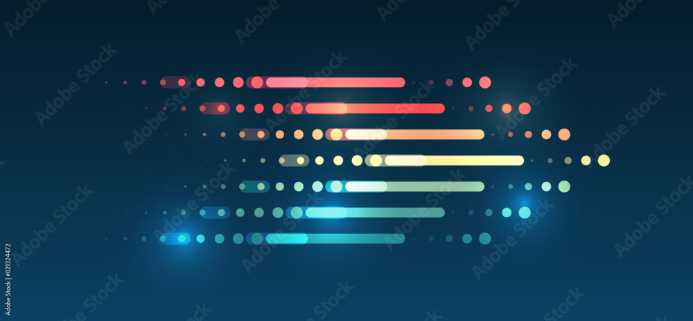 Poster Visualization of sorting a large amount of data. Process of information analysis. Vector illustration, information flow on a dark background.