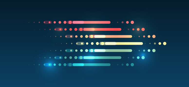 Visualization of sorting a large amount of data. Process of information analysis. Vector illustration, information flow on a dark background.