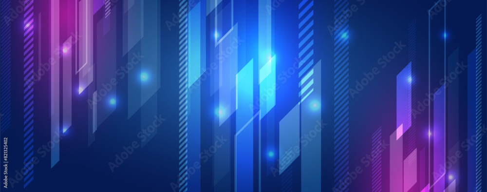 Aufkleber High computer technology design. Modern science vector presentation. Abstract lines and glow, futuristic concept. Data transfer and protection, internet communication on a purple background.