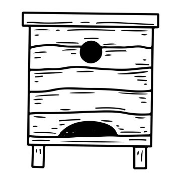 recommend clip art: Bee hive doodle. Honey apiary. House for insects. Hand drawn vector sketch illustration.