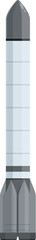Naklejka premium Flat design of a space launch vehicle, isolated on a white background, suitable for various designs