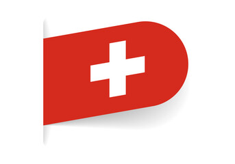 Switzerland flag icon, logo or tag. Swiss national symbol banner. Vector illustration.