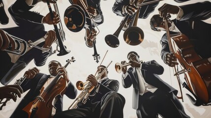 The image is depicting a jazz band playing.