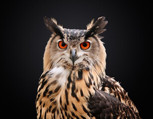 Obraz premium Wise Gaze: Owl's Fiery Eyes