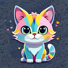  Vector cat character for t-shirt design