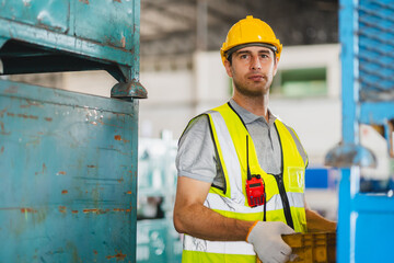 engineer or worker person team working in factory warehouse, man, manufacturing industry business...
