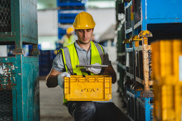 engineer or worker person team working in factory warehouse, man, manufacturing industry business...