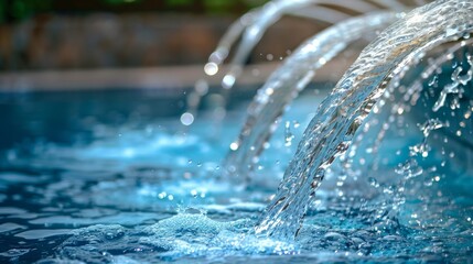 jets of water falling in the form of a waterfall into a pool generative ai