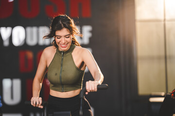 strong athlete woman person exercising in the sport gym, workout exercise training in fitness for body strong and fit, bodybuilding and healthy lifestyle people