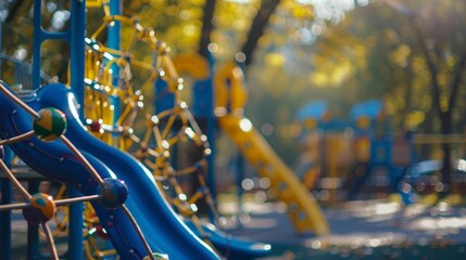 A childrens play area with slides swings and climbing structures inspired by the different components of a nuclear reactor.