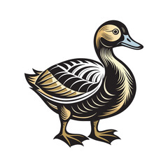 duck with a black head and yellow body vector 