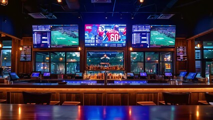 This lively sports bar filled with numerous televisions showcasing various games and events.