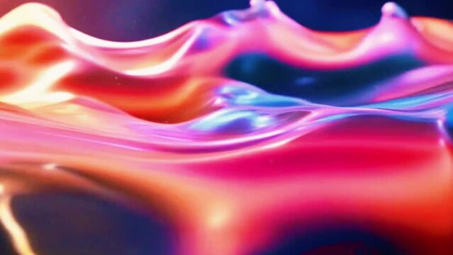 Liquid waves that move and dance in a zero-gravity space environment, reflecting the colors of the galaxy, 4K High-Quality Background Video
