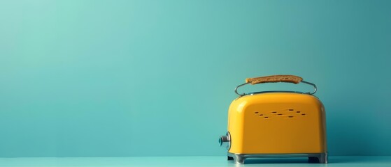 A single toaster on a solid color backdrop with copy space