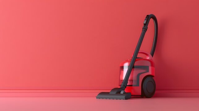 A single vacuum cleaner on a solid color backdrop with copy space