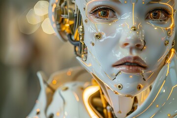 Fototapeta premium Futuristic Robot Female Portrait.