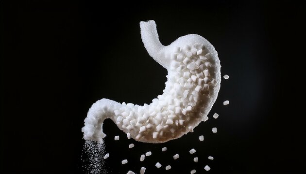 Estomac humain rempli de sucre