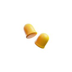 Yellow earplugs, vector illustration, sound absorption.