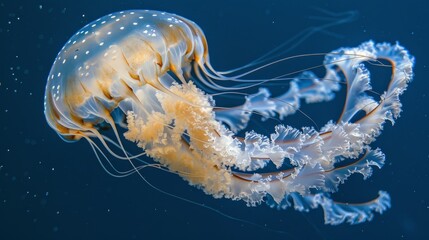 Blue Jellyfish Floating in Water