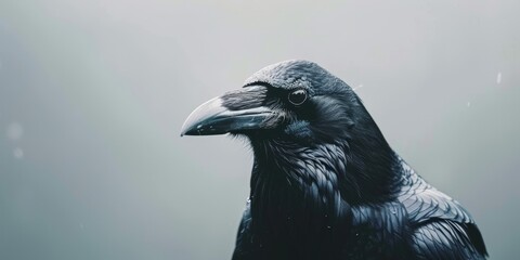 Fototapeta premium A close-up of a raven with a white background