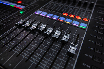 Closeup of sound control panel