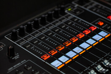 Closeup of sound control panel