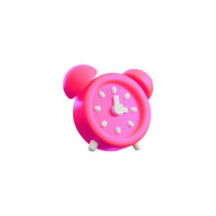 Bright pink 3D alarm clock icon vector illustration