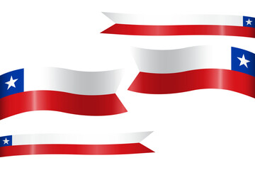 Set of flag ribbon with colors of Chile for independence day celebration decoration