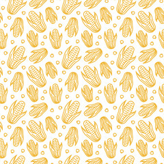 corn line icons seamless pattern