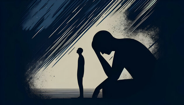 Depression emotion, digital illustration vector art Wallpaper HD Background Generative AI