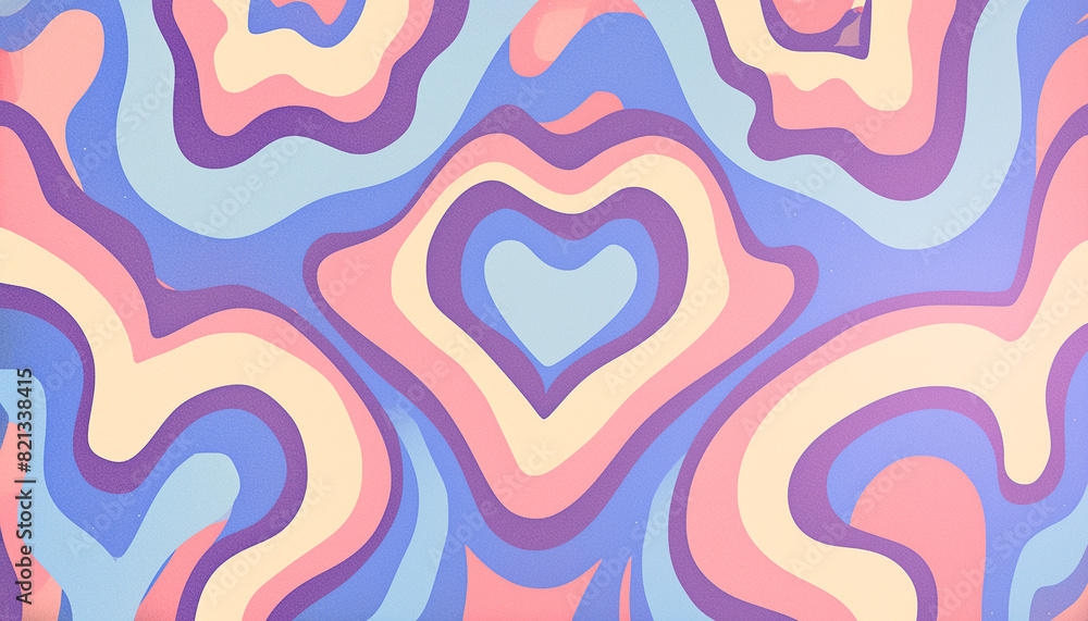 Poster abstract colorful wavy pattern background with heart motifs in graphic resources category