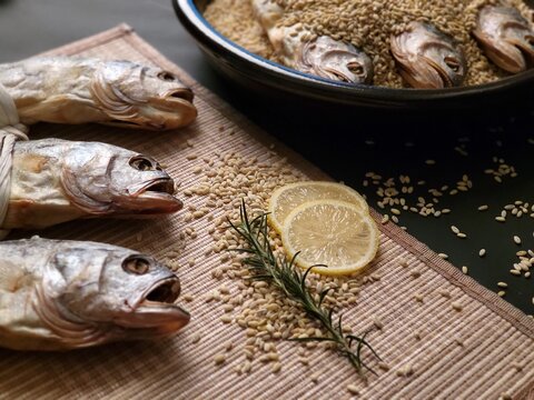 South korea food. dried yellow corvina