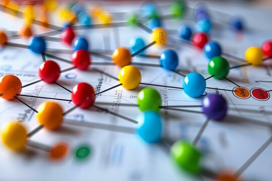 Colorful Network Diagram with Connected Pins