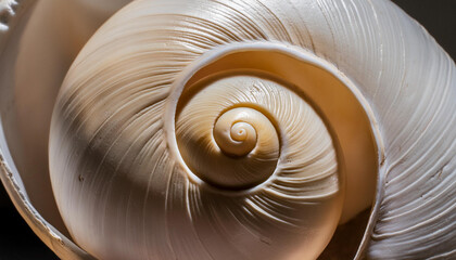 Obraz premium A close-up of a spiral seashell with smooth curves creates an abstract appearance.