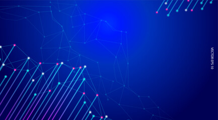 Abstract blue background for big data visualization, global network connection and communication technology. Vector illustration