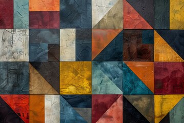 Fototapeta premium Geometric Abstract Art with Vivid Colors patchwork design wall art,abstract