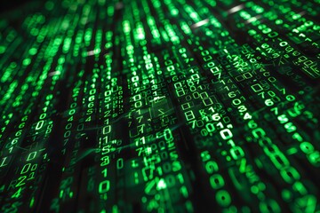 Green Digital Code Matrix