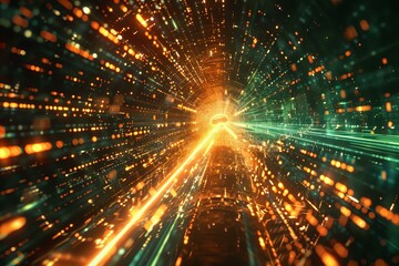 Futuristic Light Tunnel with Energy Particles