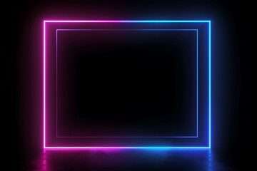 Fototapeta premium Multicolored neon lamps in a dark tunnel. Reflections on the walls. 