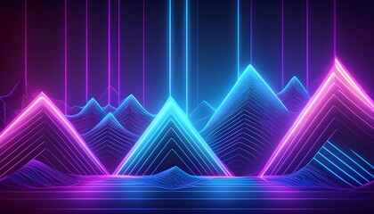 Neon background glowing lines abstract geometric pattern; blue and purple colors