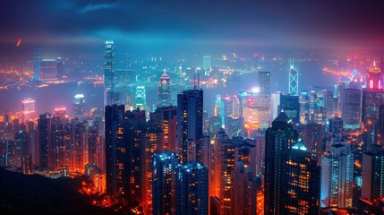 Fototapeta premium City Skyline at Night With Stars