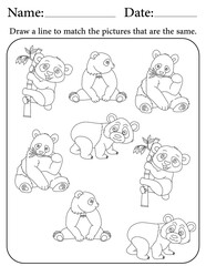 Panda Puzzle. Printable Activity Page for Kids. Educational Resources for School for Kids. Kids Activity Worksheet. Match Similar Shapes