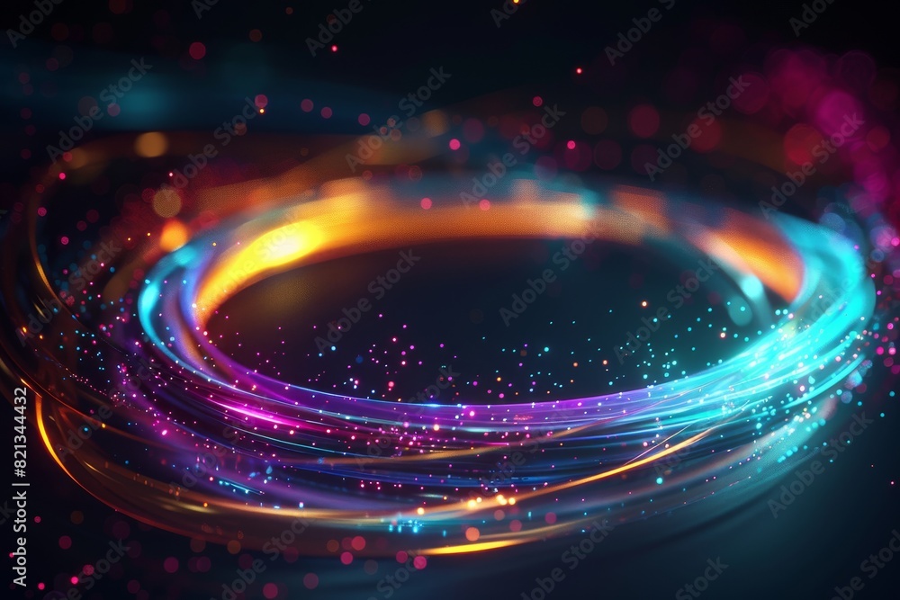 Poster Stunning abstract image featuring vibrant swirls of light and glowing particles, perfect for use in digital artwork and design projects.
