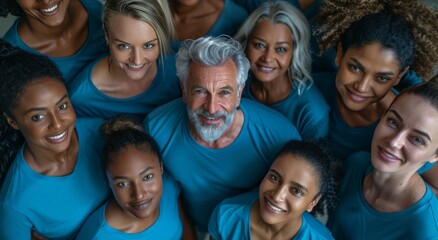 Obraz premium Group of People Wearing Blue Shirts