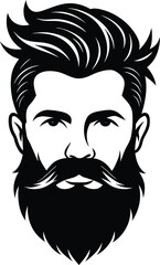 beard man logo, Stylish barber shop logo, Men Hairstyle Icon, 