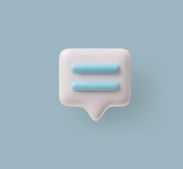 Pastel blue 3D speech bubble vector illustration