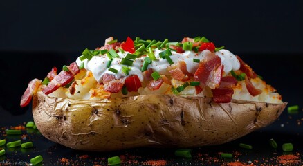 Baked Potato With Bacon and Sour Cream